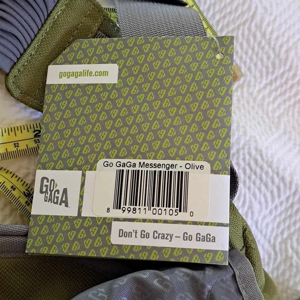 NWT Go Gaga The Daddy‎ Messenger/Diaper Nylon Green/Grey Bag Fabric Strap/Pad